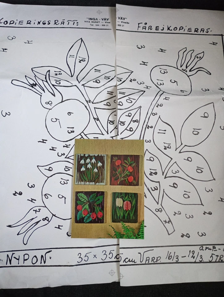 Swedish Weaving Pattern And Yarn. Rosehip. Vintage - Image 3 of 4