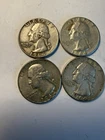 Lot of 4- Washington Quarters 1964 90% Silver