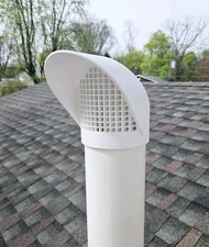 Radon & HVAC Rain Cap for 4" SDR 35 Pipe, 1/4" Mesh Screen, Fits on End of Pipe