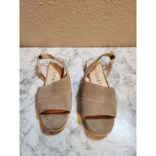 Sole Society Dolven Women's Brown Suede Leather Slingback Flats Sandals Size 10M