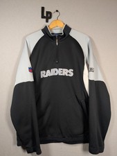 Vintage 2000s Reebok LA Oakland Las Vegas Raiders NFL Jacket 1/4 Zip Large Black