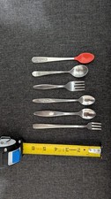 Vintage Baby Spoons and Forks Set of 6 Pieces Stainless Steel Flatware Baby Kids