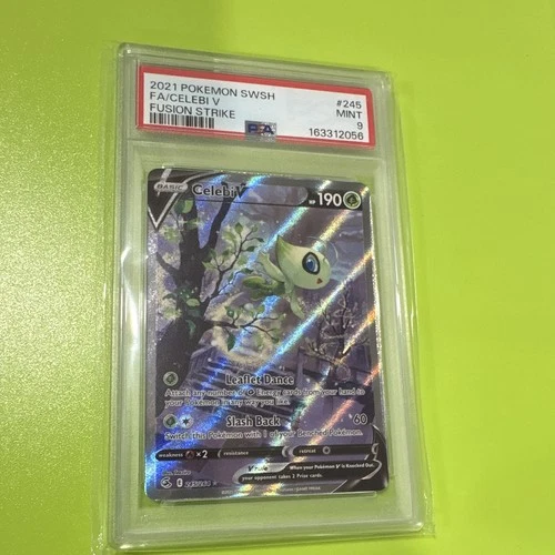 Pokemon 2021 Fusion Strike Celebi V 245/264 Full Art Holo Ultra Rare PSA 9
