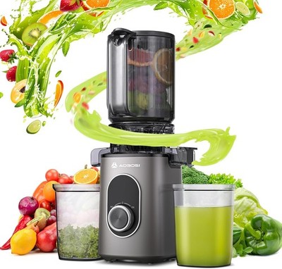 AAOBOSI Entsafter 110 mm Öffnung, Slow Juicer Gemüse Obst hoher Ertrag Easy Cle