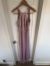 David’s Bridal Pink Formal Dress Lace Top Chiffon Skirt Size 6
