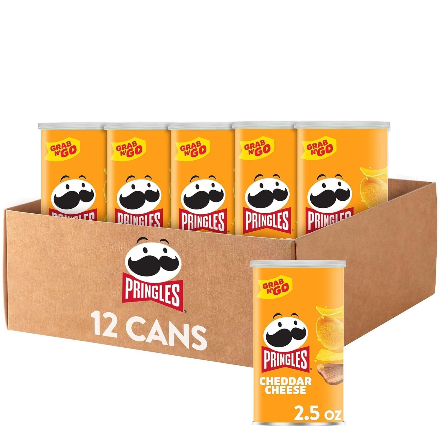 Patatas fritas Pringles, latas de queso cheddar de 2,5 oz (paquete de 12)