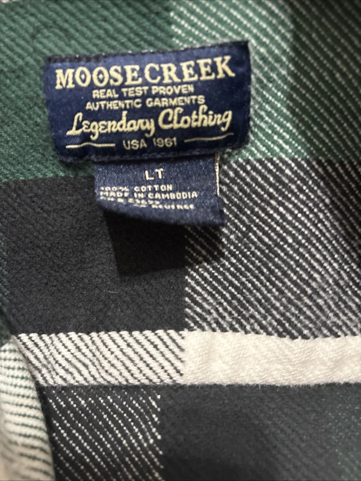 Franela para hombre Moose Creek 100 % algodón verde negro blanco talla LT Foto 3 de 4