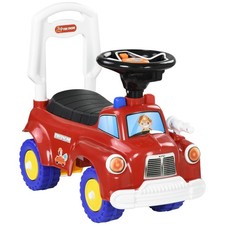Qaba Toddler Ride on Toy,Baby Ride on Fire Truck w/Music,Horn,Under Seat St