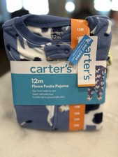  NEW Carter's Pajamas 12 Month Warm Fleece Footed 2 Way Zipper Long Sleeve   cow