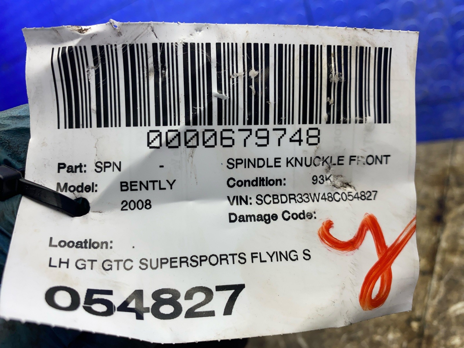 2006-2013 BENTLEY CONTINENTAL GT GTC 6.0L FRONT LEFT SPINDLE KNUCKLE HUB BEARING