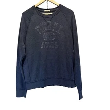 Abercrombie Fitch Sweatshirt Mens L Crewneck Y2K Grunge Distressed Navy READ!