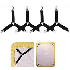 4 Pack Adjustable Bed Sheet Holder Straps Fitted Sheet Clips Fasteners Grips