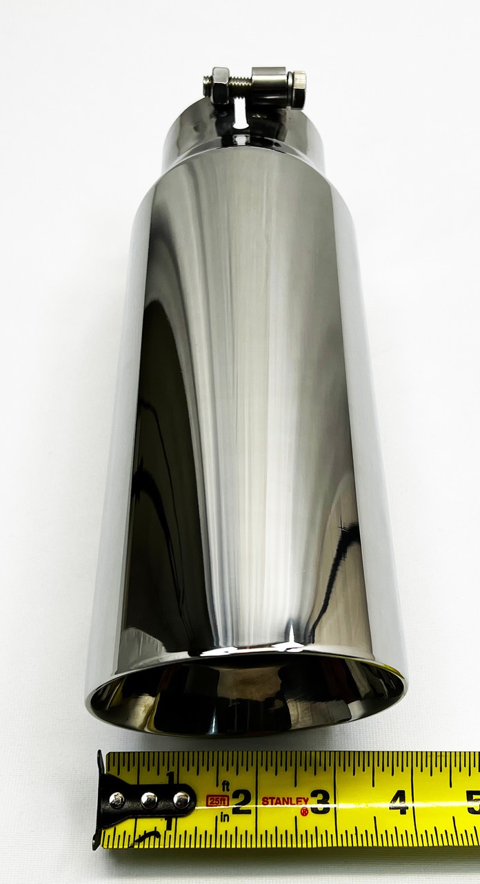 Exhaust Tip 4.00" Dia OD 3.00" Dia ID X 12.00" Long 2.50" Inlet Slant Double Wal