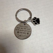 Dog Cat Memorial Keychain Paw Print Charm Pet Loss Sympathy Gift Stainless
