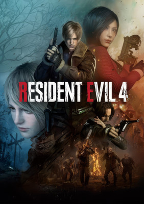 Resident Evil 4 Remake Poster Survivor Horror Video Game Leon Kennedy Ada Wong
