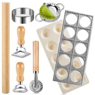 8 Piece Ravioli Press Mold Set,Pasta Making Tools, Ravioli Kit Include 10 Hol...