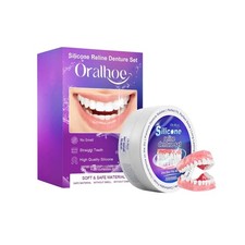 Silicone Denture Set for Women and Men - Comfort Fit Upper and Lower False Teeth