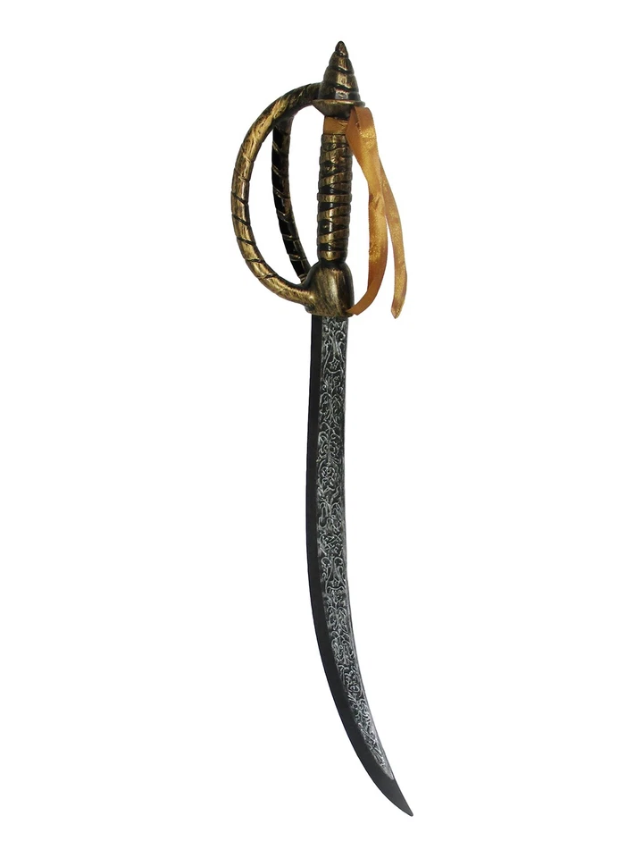 Plastic Pirate Sword Gold Earring Black Eye Patch Set Costume Accessory Kit - Image 3 of 4