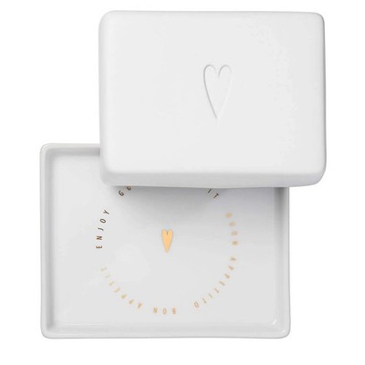 Räder Butterdose mit Herz, groß, Porzellan, 13 x 10 x 6 cm - B-Ware