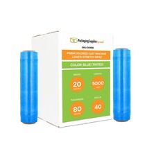 Machine Cast Stretch Wrap 20" x 5000 Feet 80 Ga Tint Blue Shrink Film 40 Rolls