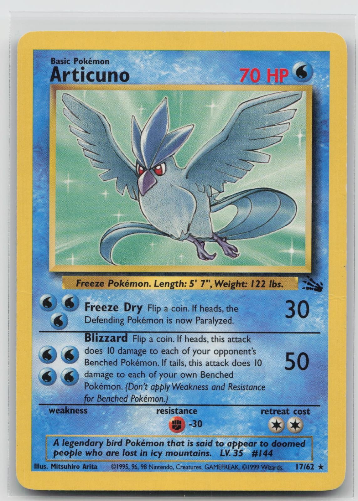 Articuno 17/62 Rare Fossil Pokemon Unlimited Moderately Played