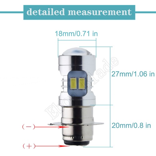 2 x 12V Motorcycle Headlamp LED Headlight 3 Lug Bulb P15d.25-3 RP30 White 6V-30V - Picture 3 of 8