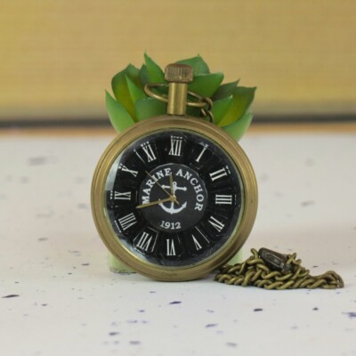 Beautiful Vintage Brass Hand Clock Table Clock Antique Nautical