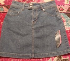 NEW NWT girls tween 14 slim glittery denim jean skirt Arizona Jean Co cute
