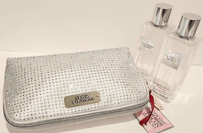 3pc VICTORIA'S SECRET BLING PURSE clutch COSMETIC BOMBSHELL HOLIDAY MIST NEW