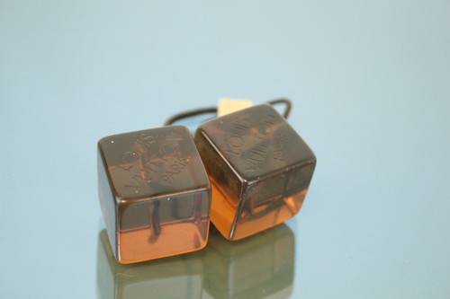 LOUIS VUITTON Logo Brown Hair Band Cube Gold Tone Hairband Good Used - 第 1/16 張圖片