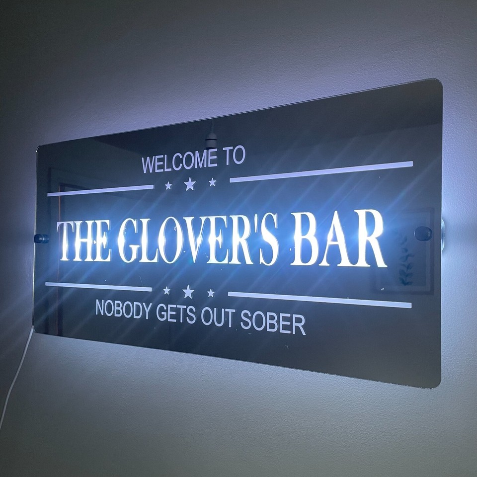 Personalised LED Bar Sign – Custom Name Light-Up Plaque For Man Cave Or Home Bar