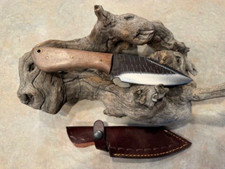 Perfect size EDC Belt hunting knife High Carbon Steel w/Nice grained wood handle