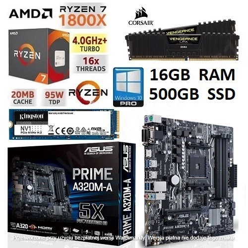 AMD Ryzen 7 1800X 16GB RAM 500GB SSD ASUS A320M Motherboard Bundle PROMO