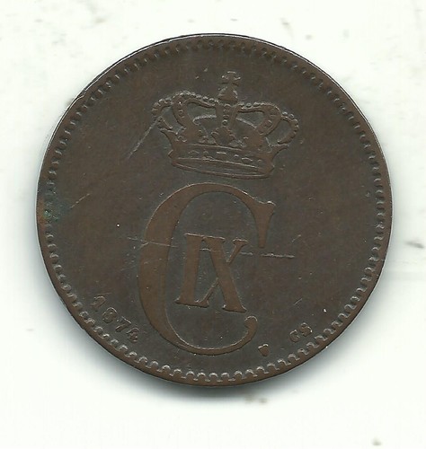 A BETTER GRADE 1874 CS DENMARK 2 ORE COIN-APR804