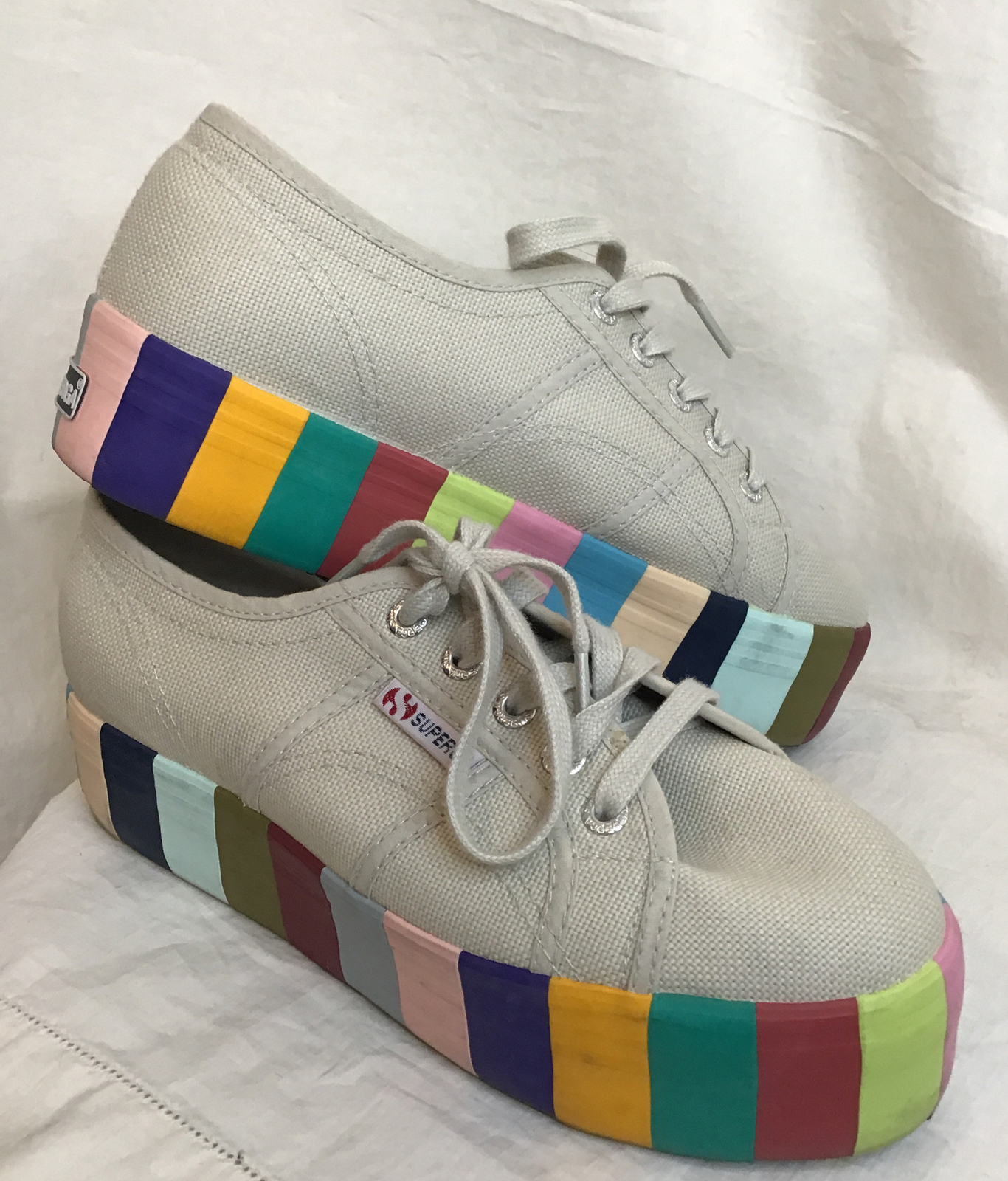 striped platform sneakers