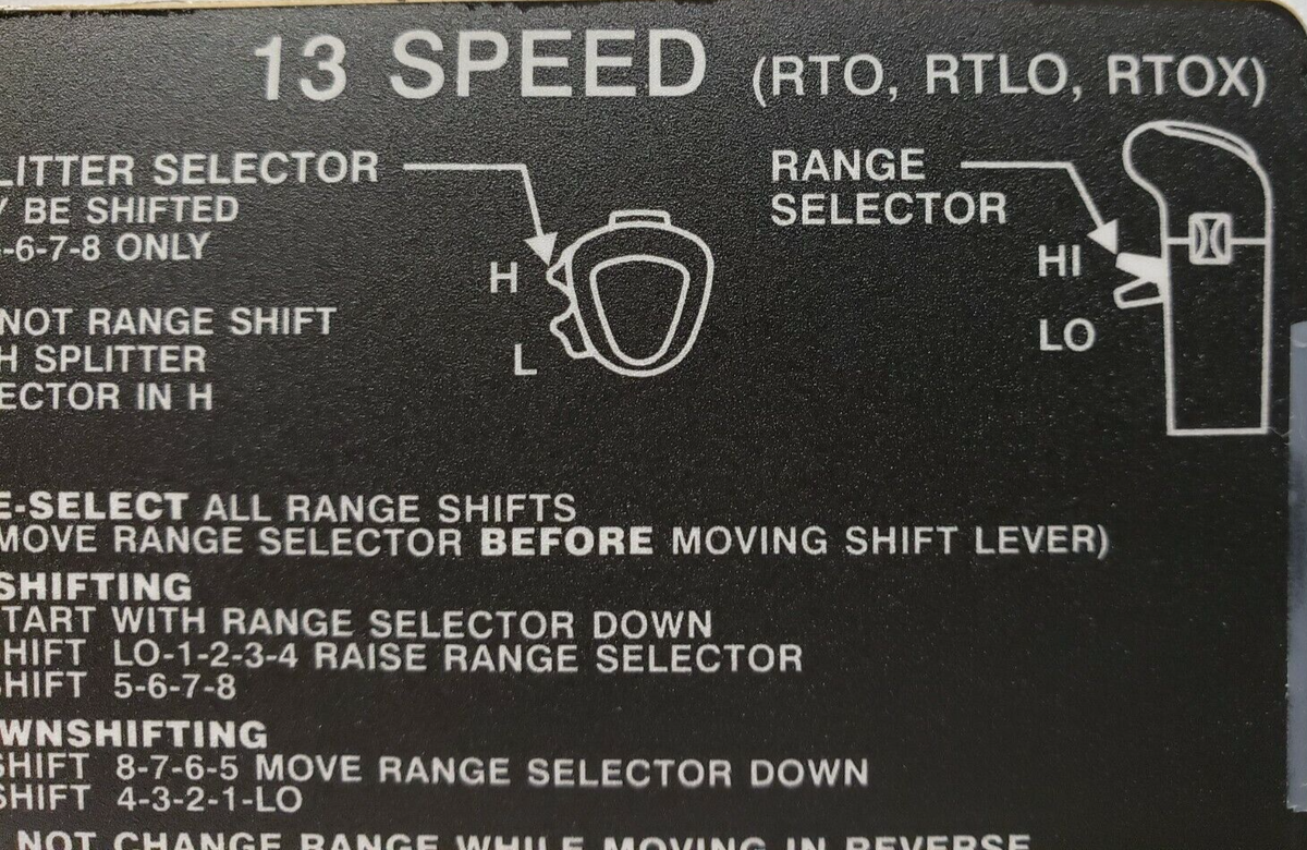 Fuller 13 Speed Transmission Shift Label FUL 4300764