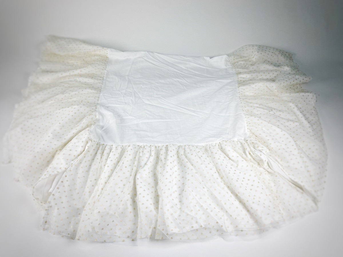 Nursery Tulle Crib Skirt In White Pottery Barn Kids Baby Gold Dotted