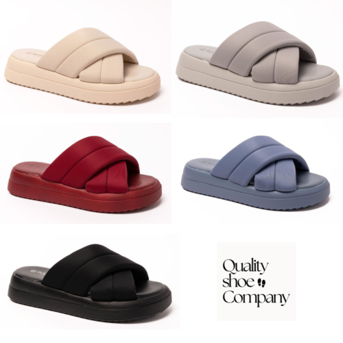 Ladies Women Summer Comfort Cushion Slip On Soft Insole Flatform Sliders Sandals - Picture 1 of 22