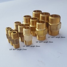 3 X BSP MALE BRASS HEX NIPPLE SIZE AVAILABLE: 1/8 1/4 3/8 1/2 BSPT BRASS FITTING