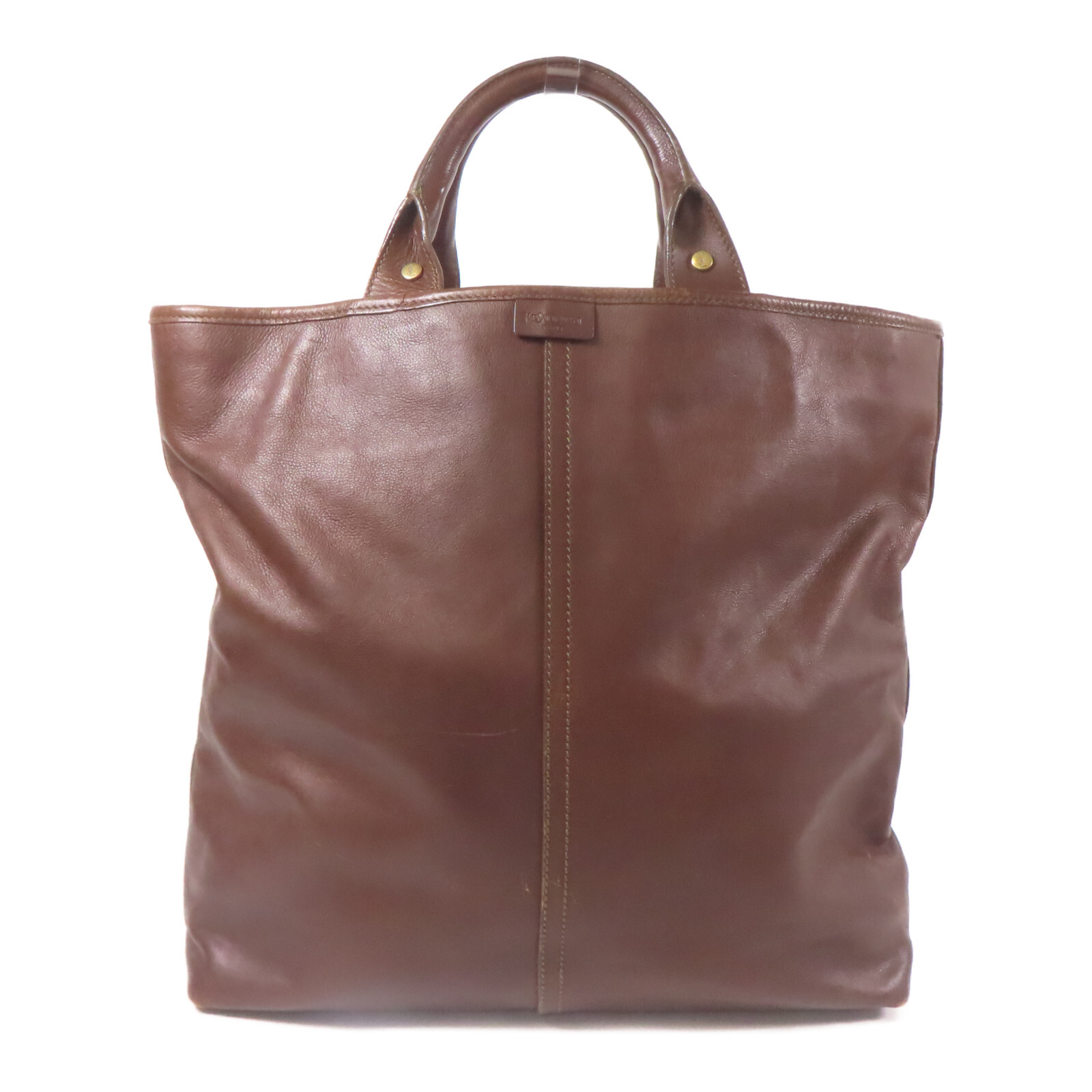 SAINT LAURENT YSL Borsa a mano in pelle di vitello marrone