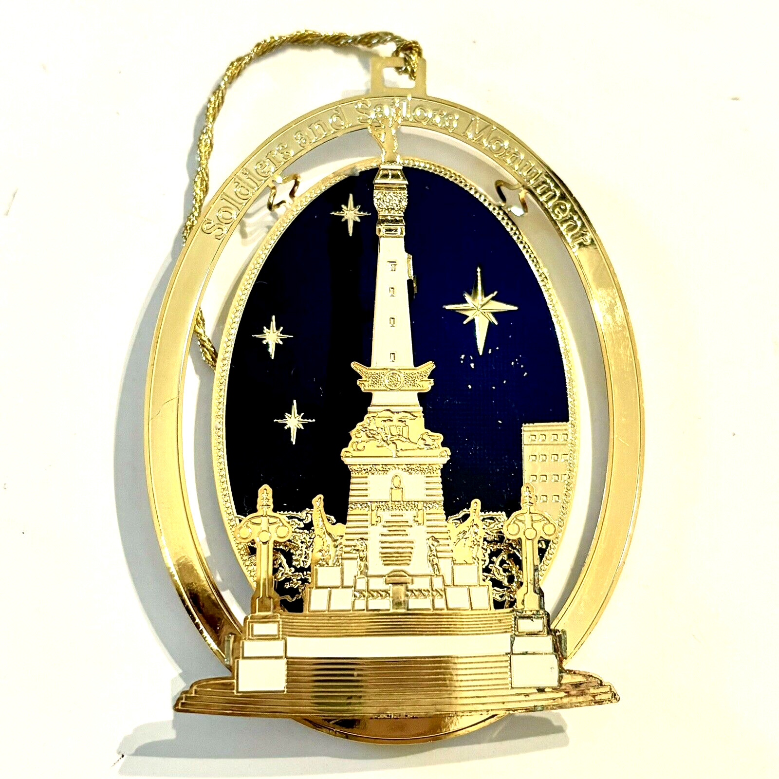 Baldwin Brass Ornament Soldiers and Sailors Monument Christmas Gold Tone Vintage