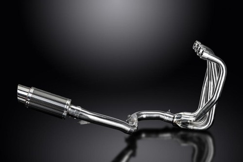 KAWASAKI ZZR1100 GPZ1100S 4-1 EXHAUST SYSTEM 200mm CARBON ROUND SILENCERS - Picture 2 of 4