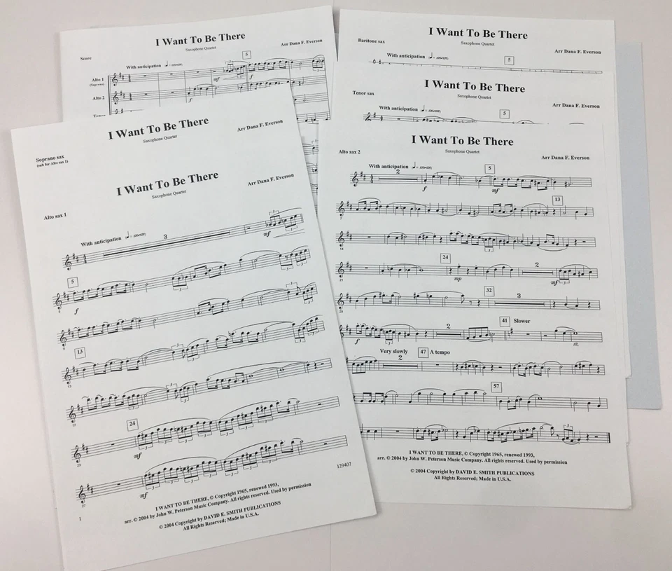 I Want To Be There Sheet Music Sax Quartet Unaccompanied Level 4 Dana F Everson - Image 4 of 4