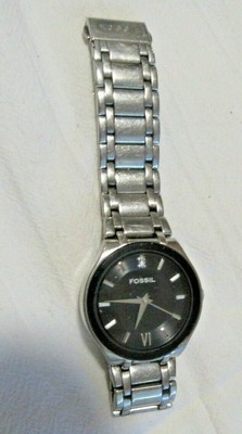 fossil silver diamond watch