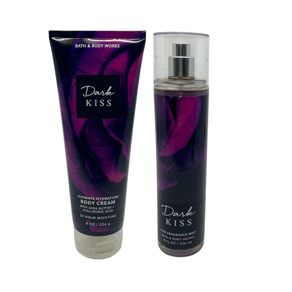 Bath & Body Works Dark Kiss 2pc bundle Mist & Body Cream Gift Set for Women –NEW