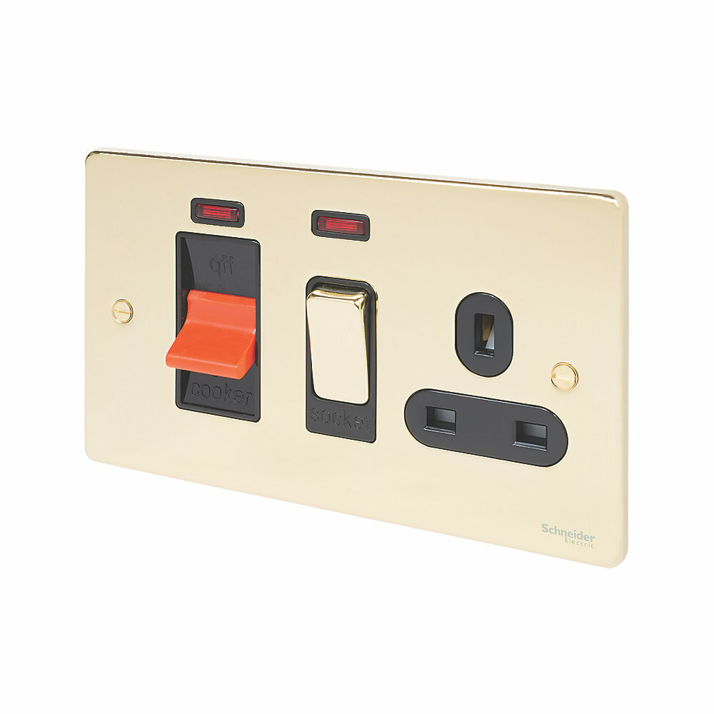 Schneider Low Profile 45A 1-Gang DP Cooker Switch & 13A DP Switch GGBGU4501BPBRP