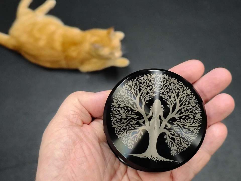 Vinyl record stabilizer weight. Tree of Life Woman engraved turntable weight. - Image 3 of 4