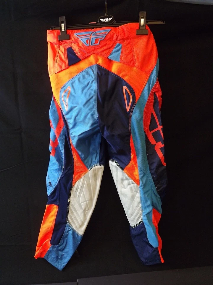 NOVA CALÇA DE CORRIDA FLY RACING EVOLUTION Motocross BMX laranja e azul masculina tamanho 28 - Imagem 2 de 3