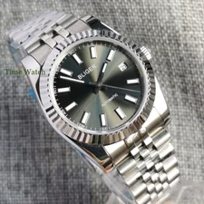 Sapphire Mens Automatic Watch Miyota8215 Gray Dial Fluted Bezel 39mm/36mm Unisex