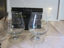 Vintage Courvoisier Verres  Set Of Two Stemmed Cocktail Glasses